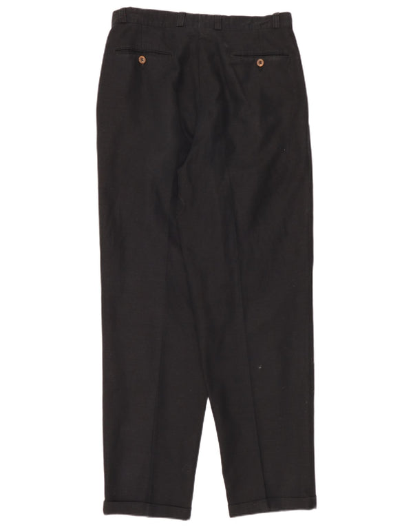 Pantaloni chino con pegging da uomo vintage IT 50 Large W32 L32 Lino nero