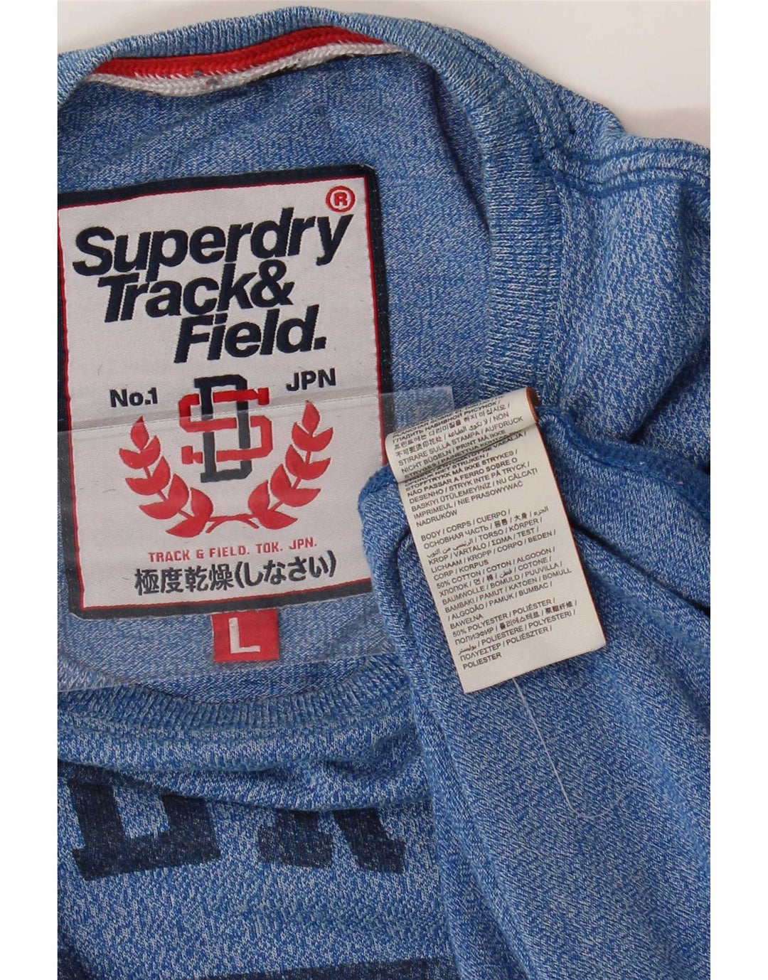 T-shirt grafica da uomo Superdry Top grande in cotone chiazzato blu