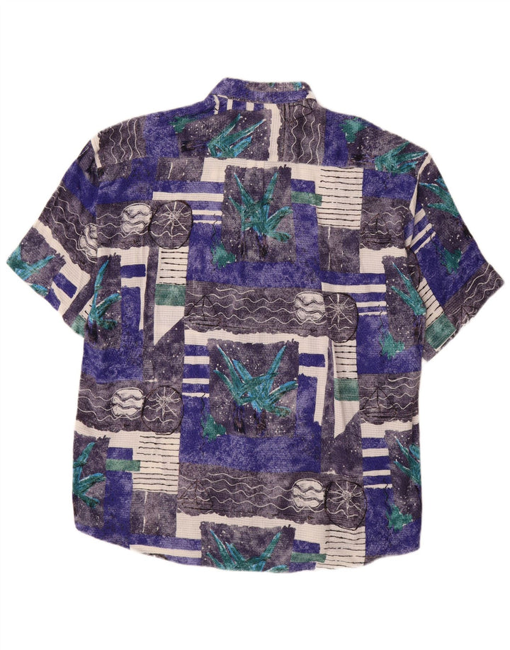 Conte Massimo Camicia da uomo a maniche corte con motivo astratto taglia 43/44 XL Blu