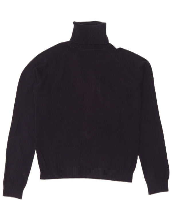 Maglione maglione a collo alto da donna Zara UK 14 grande cotone blu navy