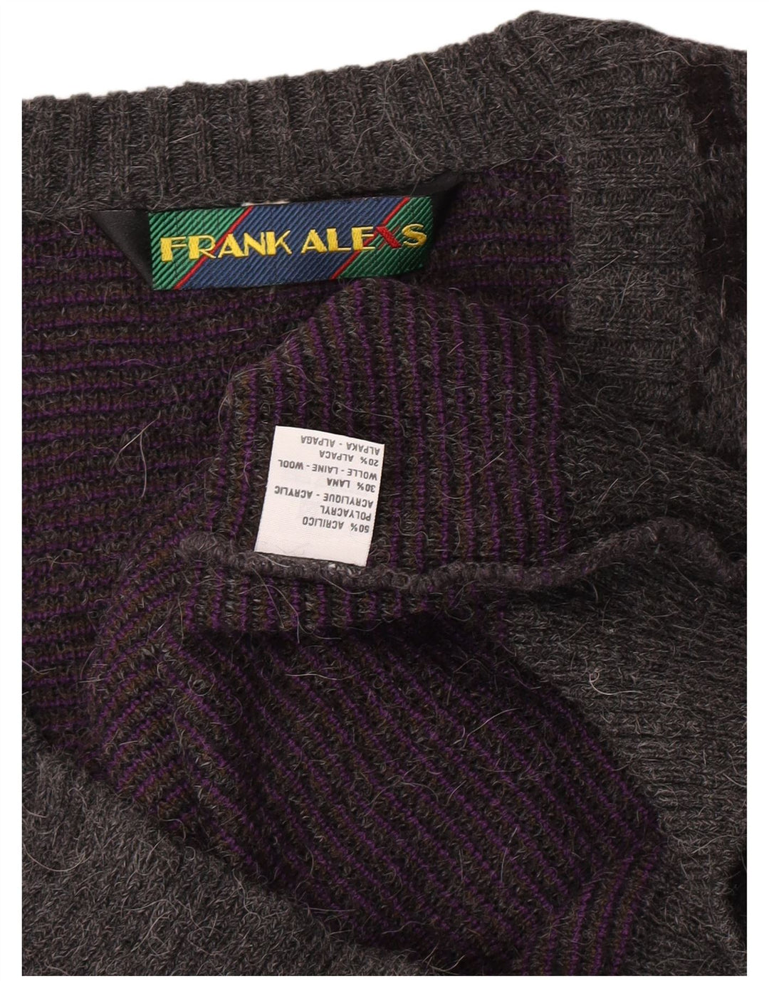 Frank Alexs Maglione da uomo con scollo a V, grande acrilico geometrico grigio