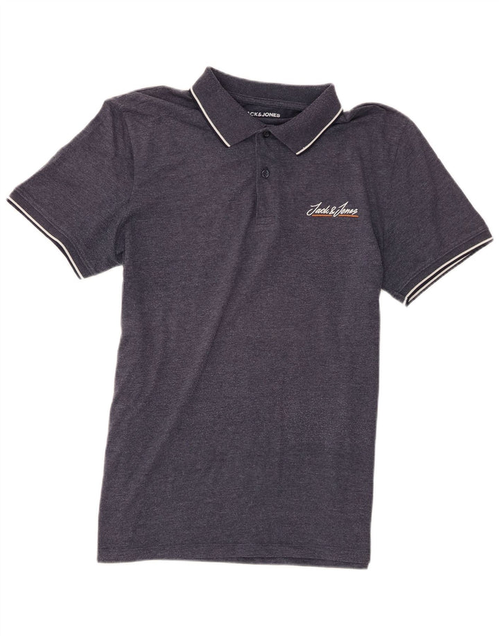 Polo da uomo Jack & Jones in cotone screziato blu navy medio