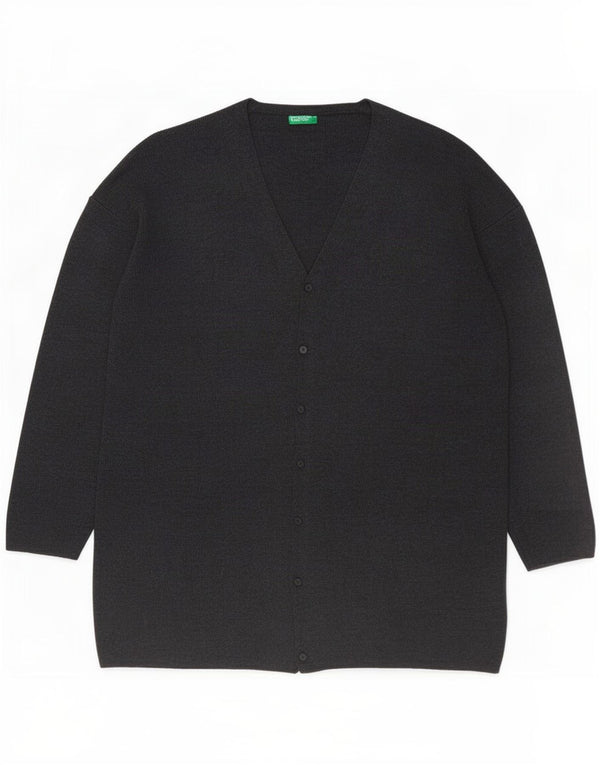 Maglione cardigan oversize da donna Benetton UK 16 Large Grey Wool