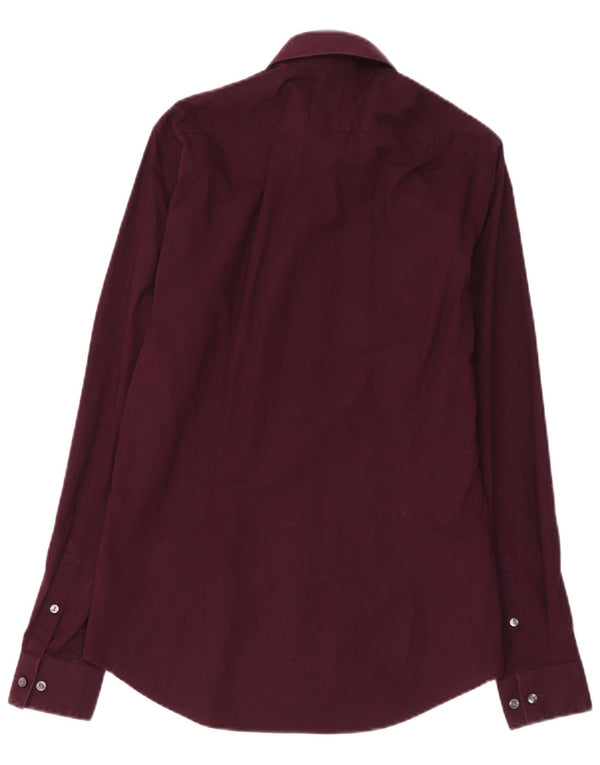 Camicia slim fit da uomo Calvin Klein taglia 38 15 cotone bordeaux medio