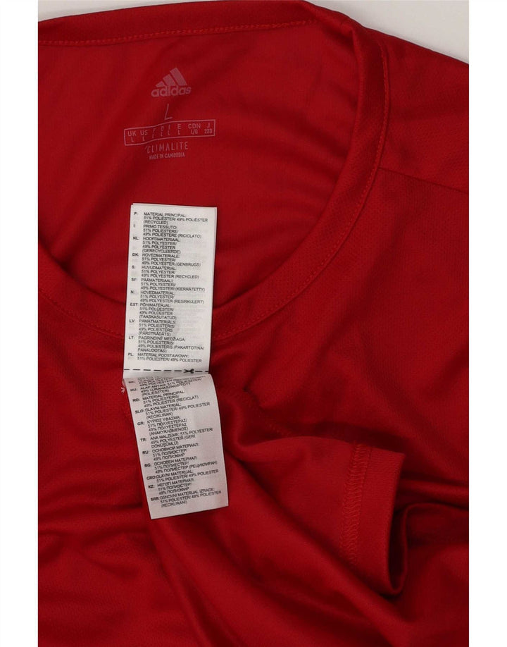 T-shirt Adidas Climalite da uomo, grande, in poliestere color block rosso