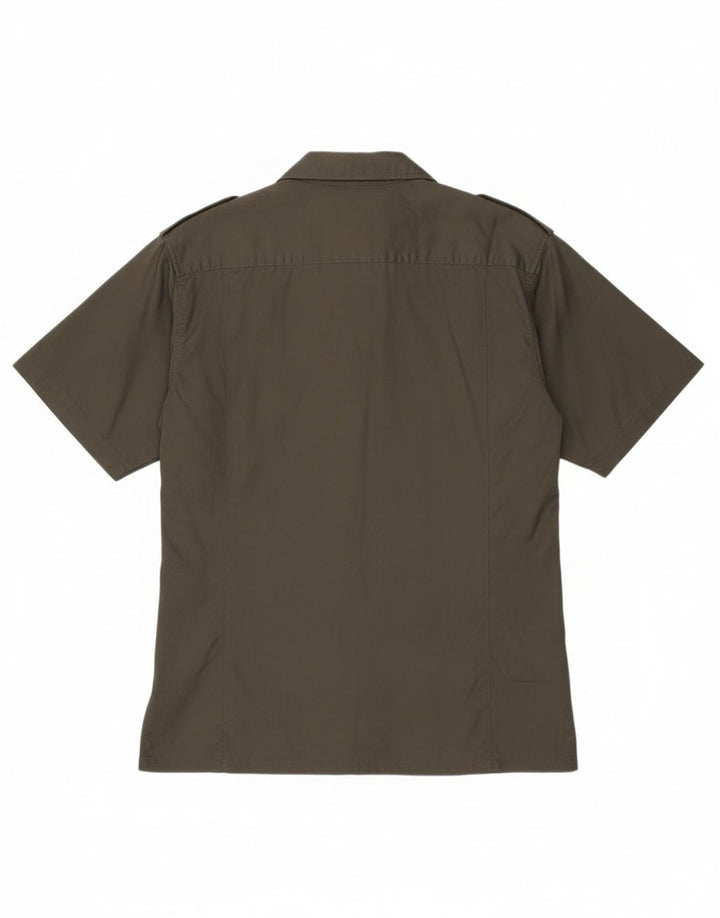 ESSE EMME Camicia militare a maniche corte da uomo in cotone kaki medio