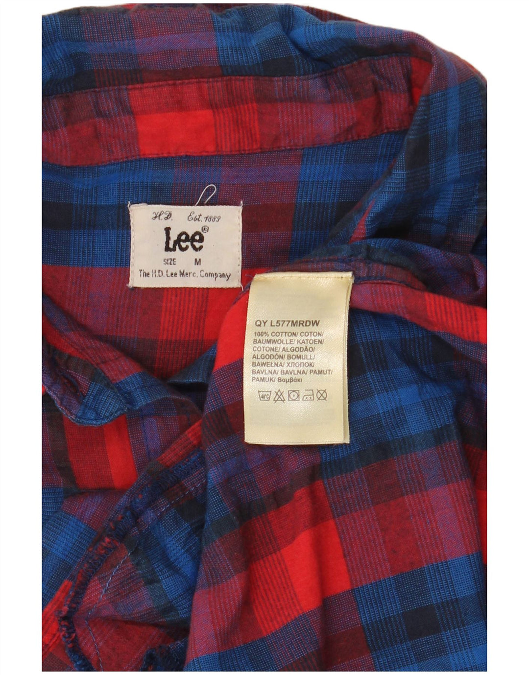Abito camicia a maniche corte da donna Lee UK 12 Cotone a quadri rosso medio