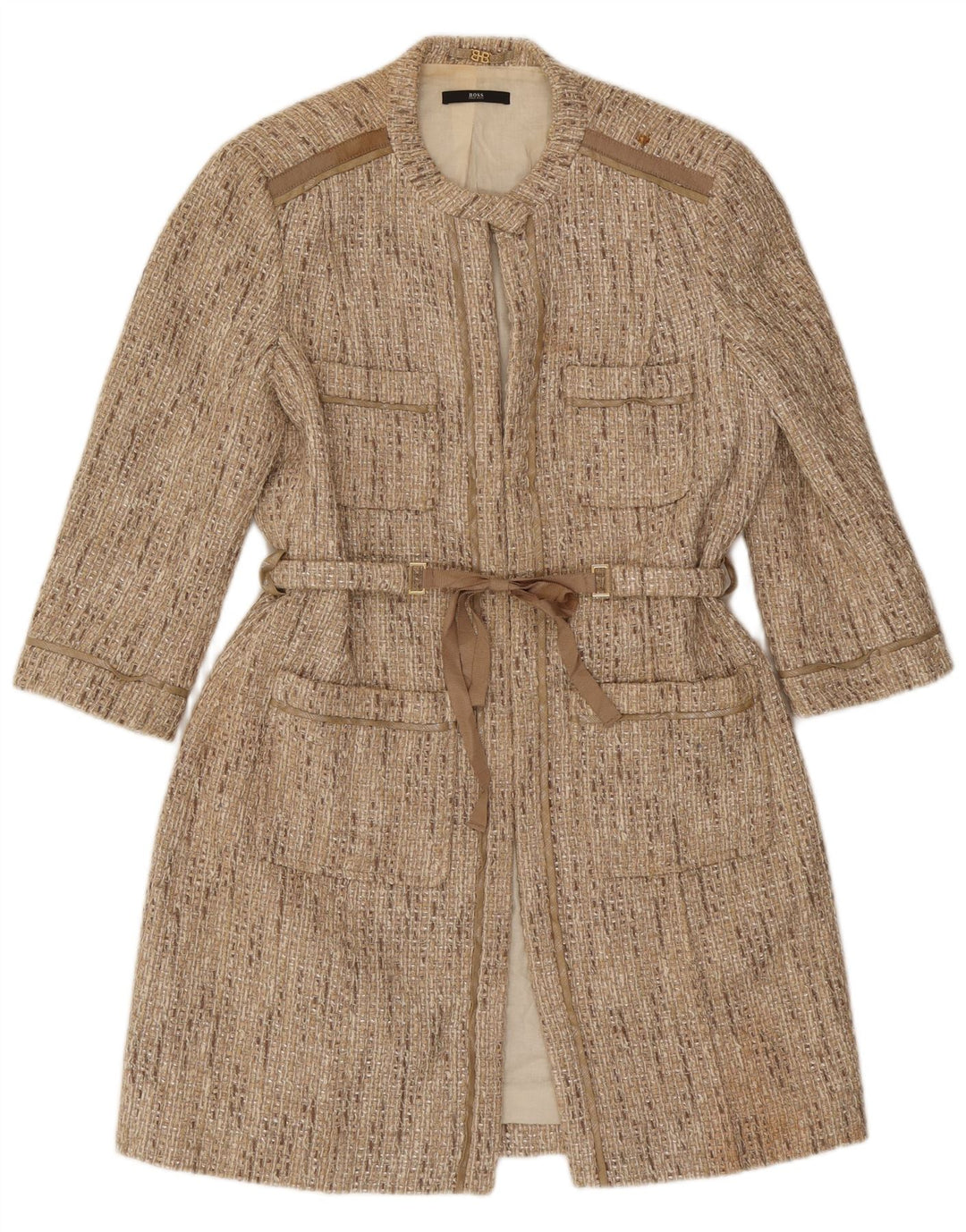 Cappotto da donna Hugo Boss UK 14 Cotone beige medio