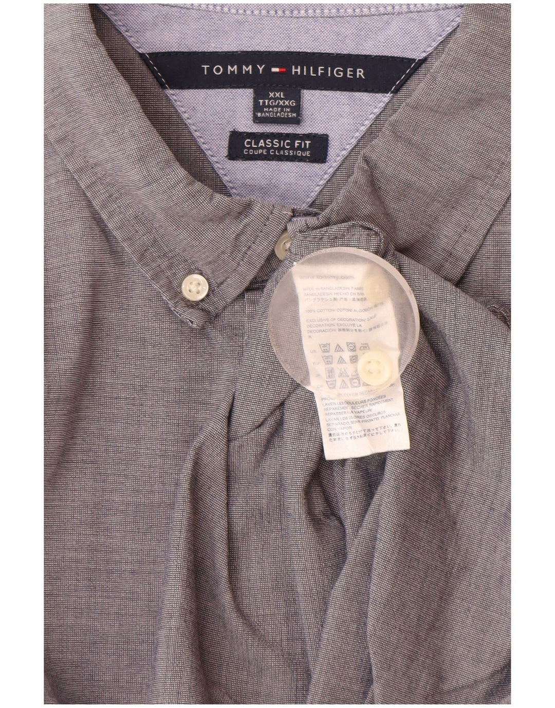 Camicia da uomo Classic Fit Tommy Hilfiger 2XL cotone grigio