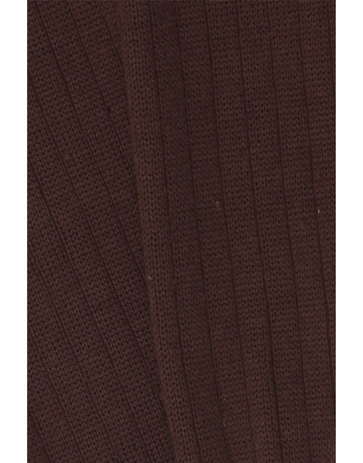 Giacca in pelle lavorata a maglia da donna vintage IT 44 Marrone medio