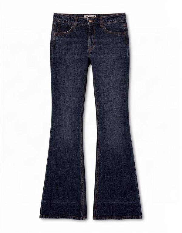 Zara Womens Flared Jeans EU 34 2XS W24 L34 Blue