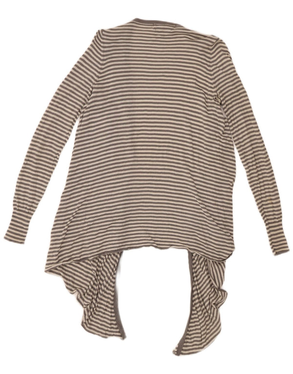 Maglione cardigan asimmetrico lungo da donna Zara UK 12 grigio medio a righe
