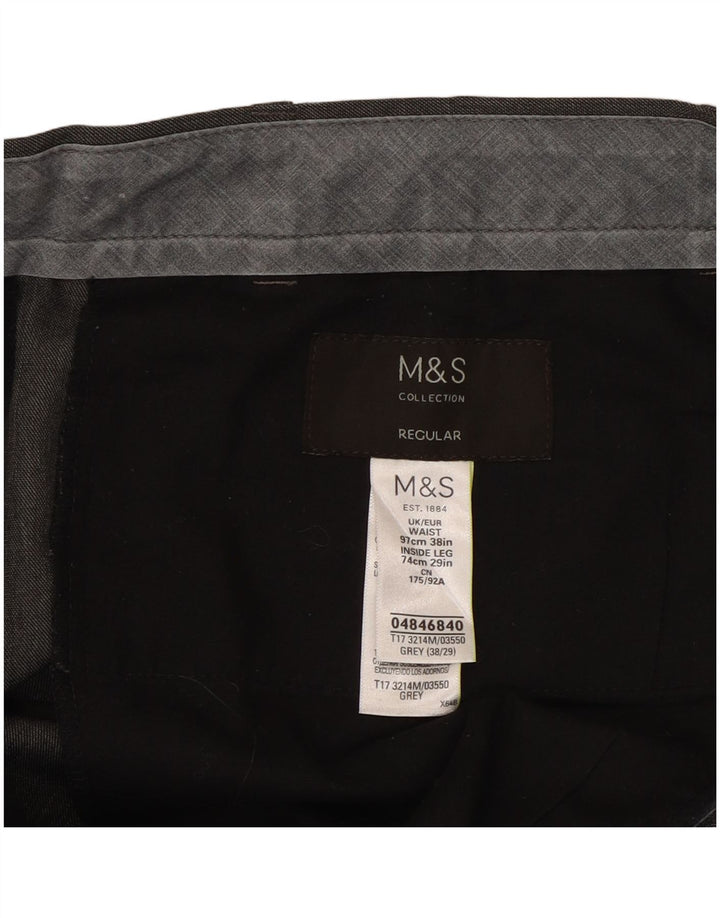 Pantaloni da abito regolari da uomo Marks & Spencer W38 L29 poliestere grigio