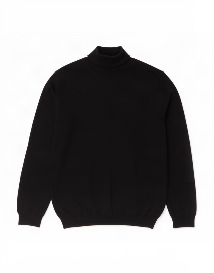 Maglione maglione collo alto da uomo Zara in acrilico blu navy medio