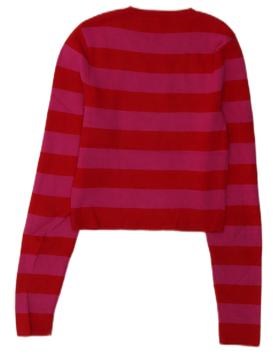 Top corto da donna Zara a maniche lunghe UK 12 Viscosa a righe rosse medie