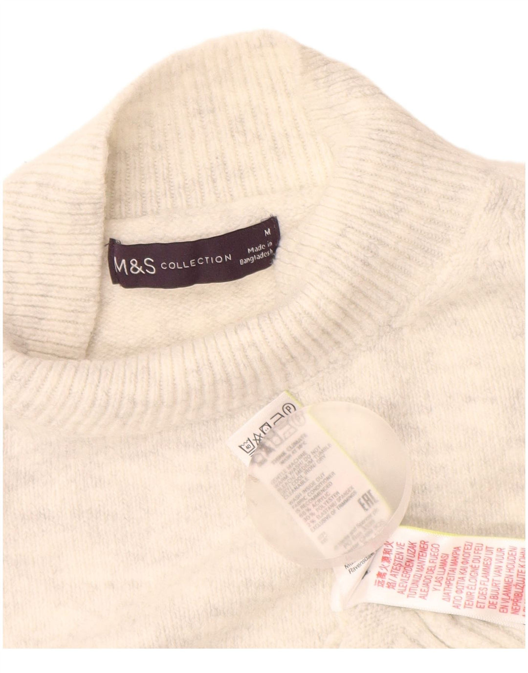 Maglione maglione a collo alto da donna Marks & Spencer UK 14 medio bianco