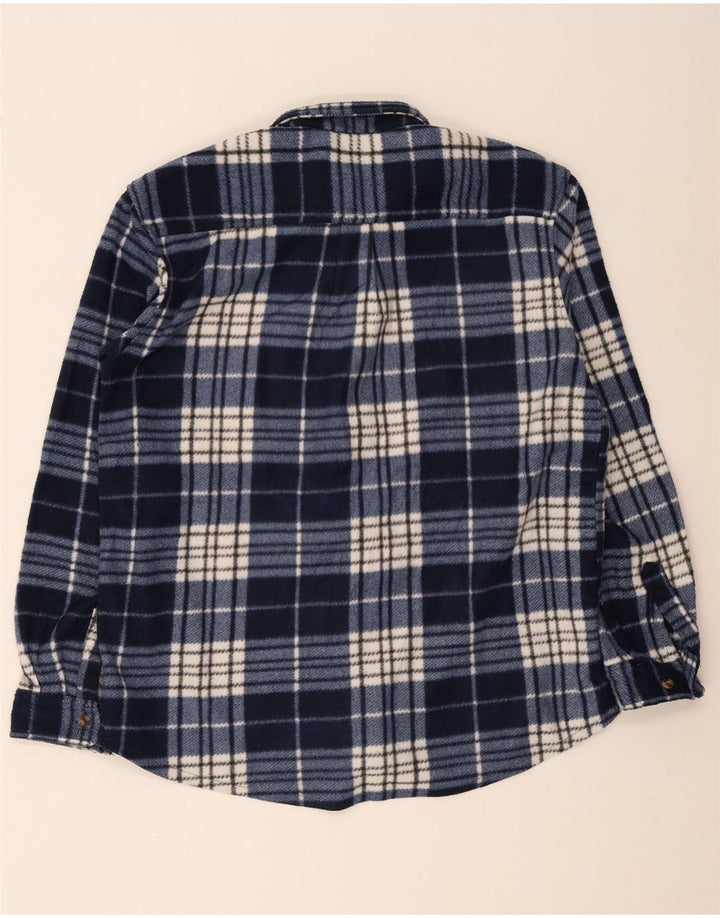 Camicia vintage da uomo in flanella XL poliestere scozzese blu navy