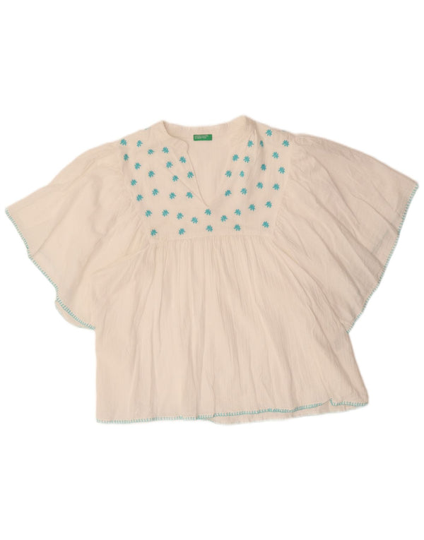 Camicetta a pipistrello da donna Benetton Top UK 14 Cotone floreale bianco medio
