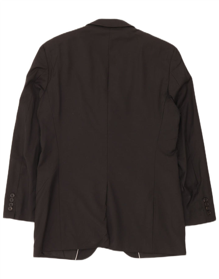 Giacca blazer vintage da donna a 2 bottoni US 40 grande lana vergine nera