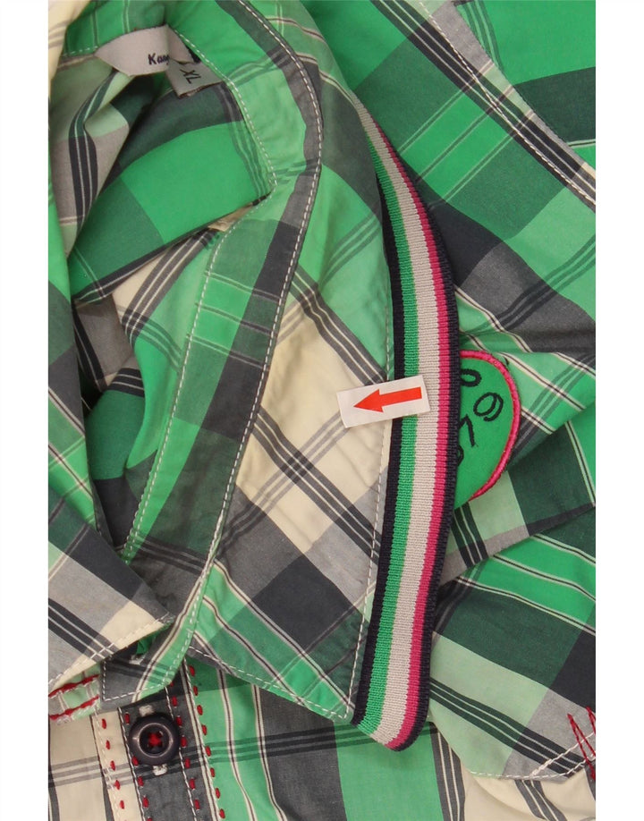 Camicia a maniche corte da uomo Kangaroos XL in cotone a quadri verdi