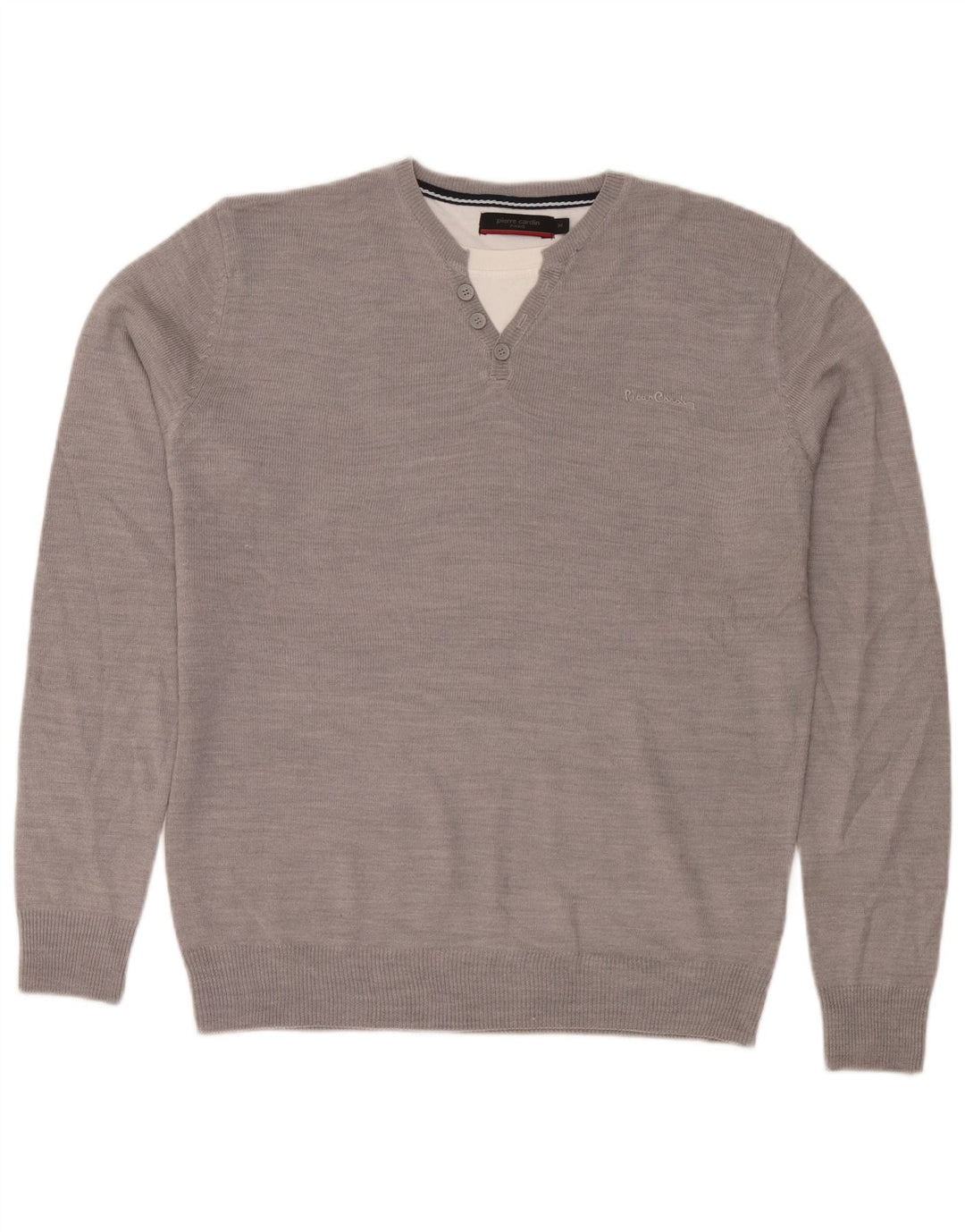 Maglione maglione girocollo da uomo Pierre Cardin grigio medio
