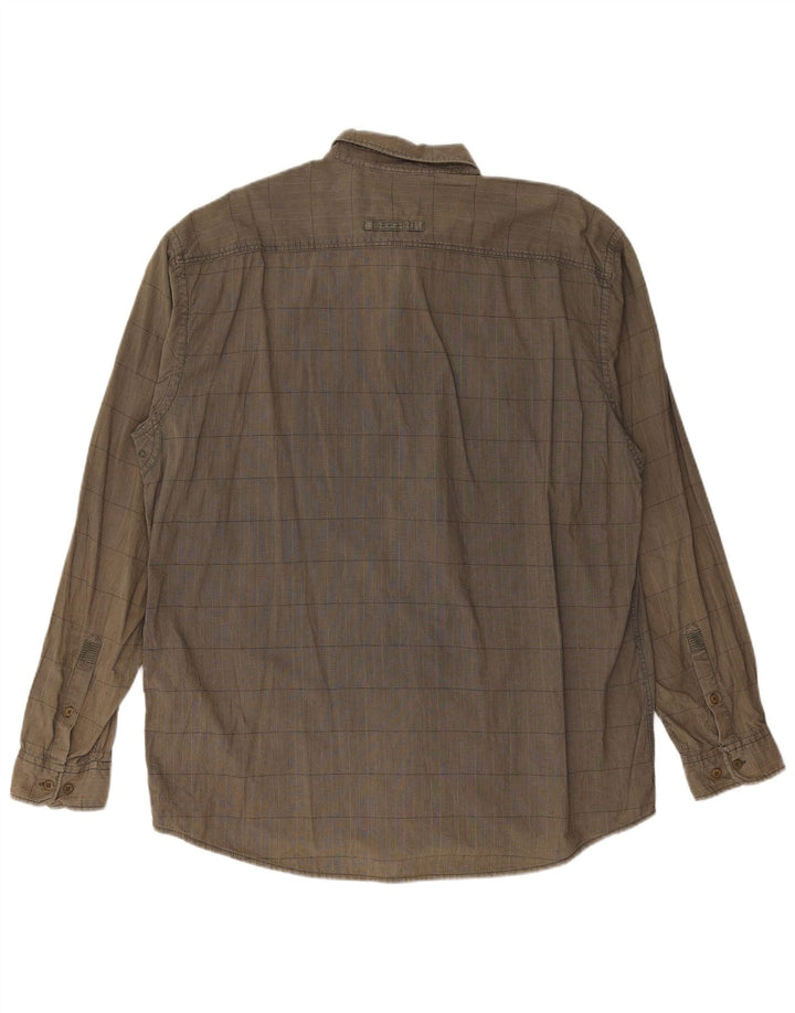 CAMEL ACTIVE Camicia da uomo vestibilità regolare XL in cotone a quadri kaki