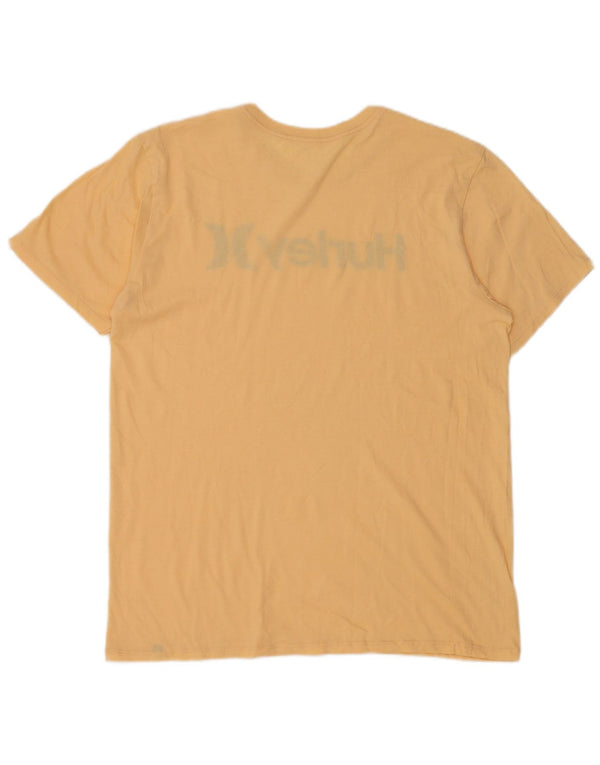 T-shirt grafica da uomo HURLEY grande in cotone giallo