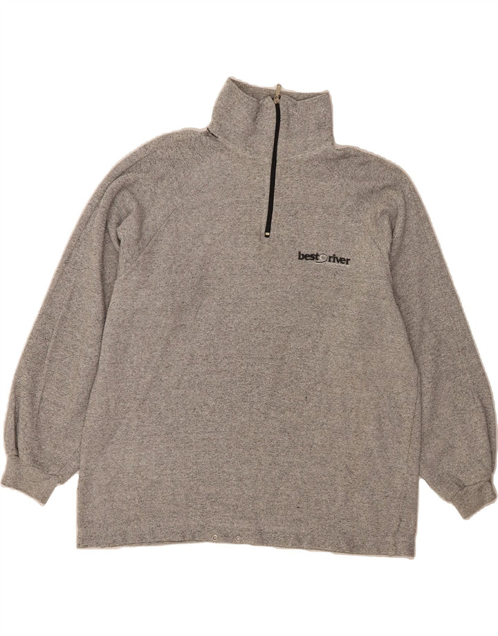 VINTAGE Mens Zip Neck Sweatshirt Jumper XL Grey Vintage Vintage and Second-Hand Vintage from Messina Hembry 