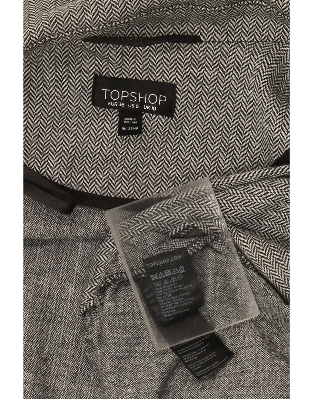 Soprabito oversize aperto da donna Topshop UK 10 piccolo grigio a spina di pesce