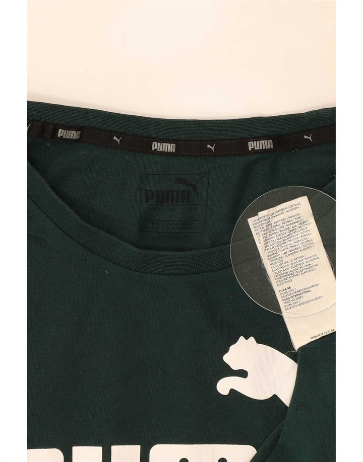 T-shirt grafica da uomo Puma Top Small in cotone verde
