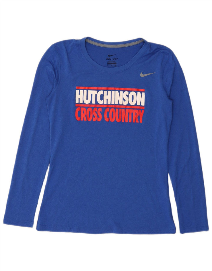 Nike Hutchinson Graphic Top da donna a maniche lunghe UK 10 Small Blu Poliestere