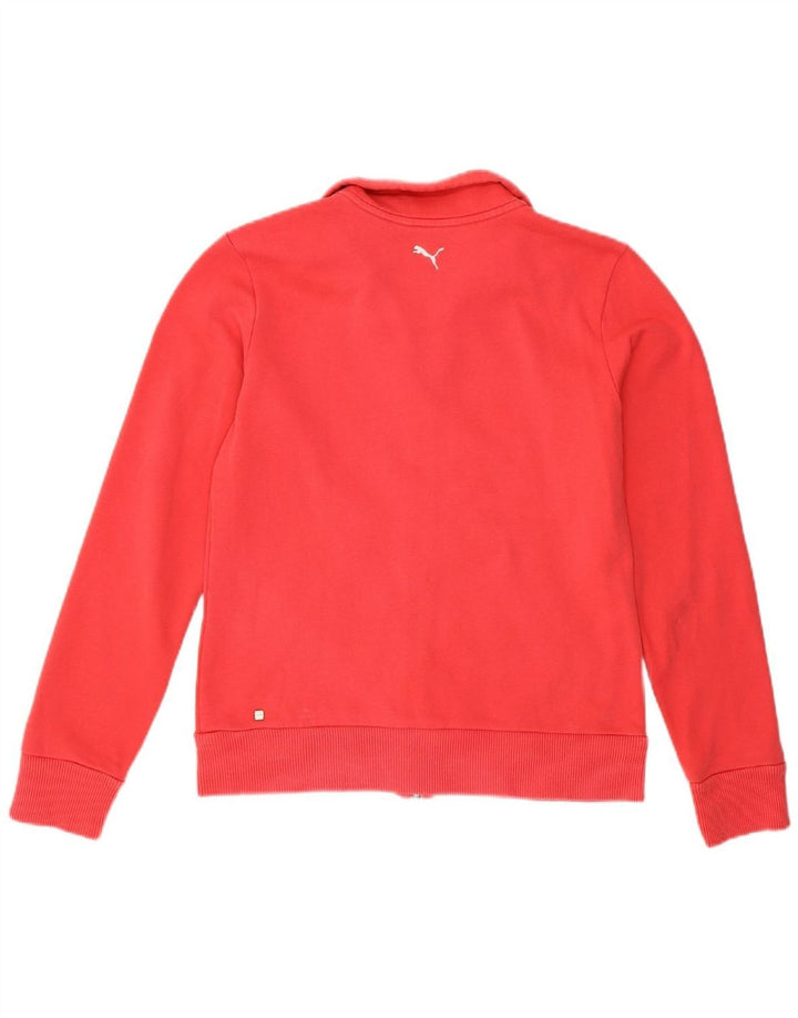 PUMA Womens Graphic Tracksuit Top Jacket UK 10 Small Pink Cotton