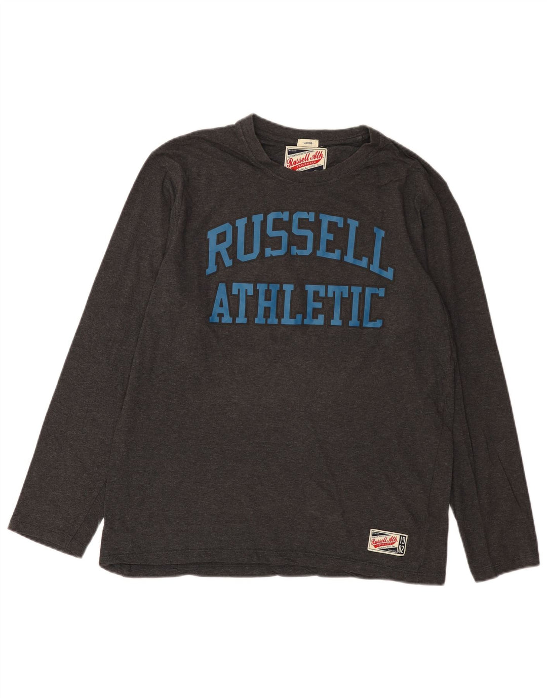 Russell Athletic Top grafico da uomo a maniche lunghe in cotone grigio grande