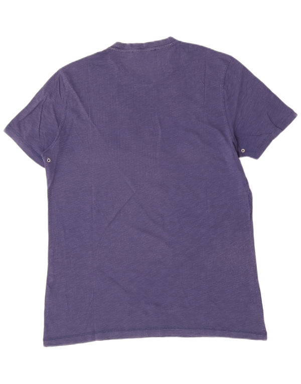 Guess By Marciano T-shirt grafica da uomo Top Large in cotone screziato blu navy