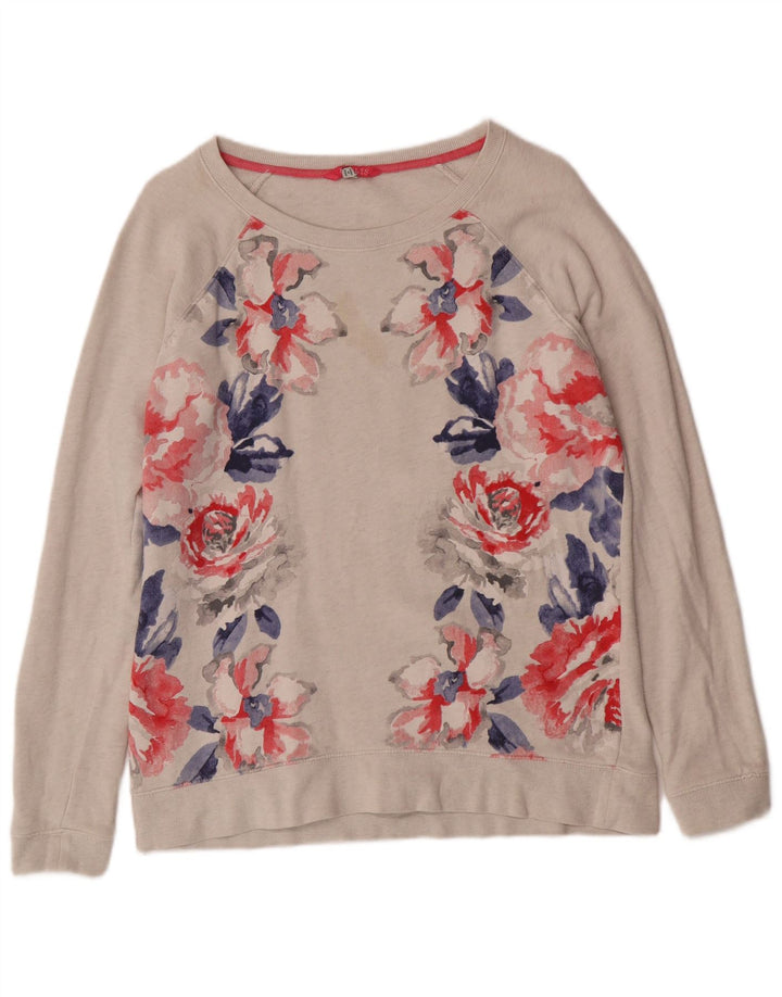 JOULES Womens Sweatshirt Jumper UK 12 Medium Grey Floral