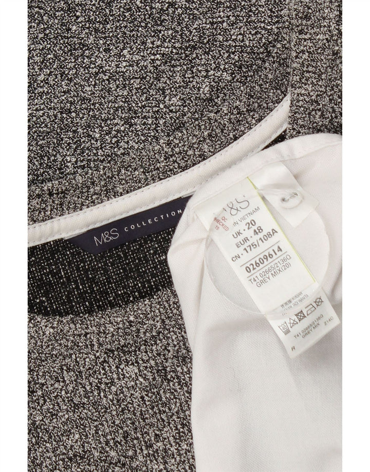Top camicetta da donna Marks & Spencer UK 20 2XL Poliestere chiazzato grigio