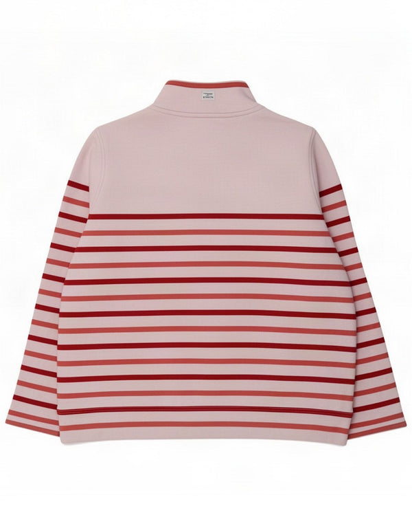 Crew Clothing Felpa da donna con bottoni e collo maglione UK 16 Large Pink Striped