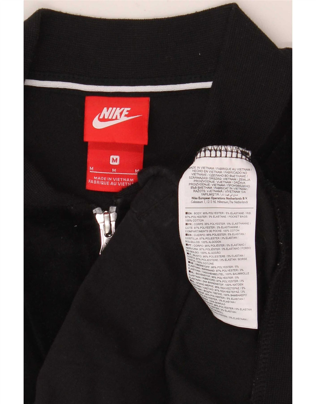 Giacca superiore della tuta in velluto da donna Nike UK 14 poliestere nero medio