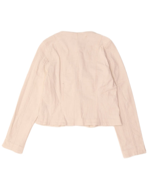 Giacca blazer a 5 bottoni corta da donna Lipsy UK 12 cotone bianco medio