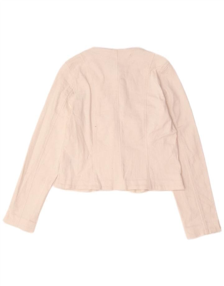 Giacca blazer a 5 bottoni corta da donna Lipsy UK 12 cotone bianco medio