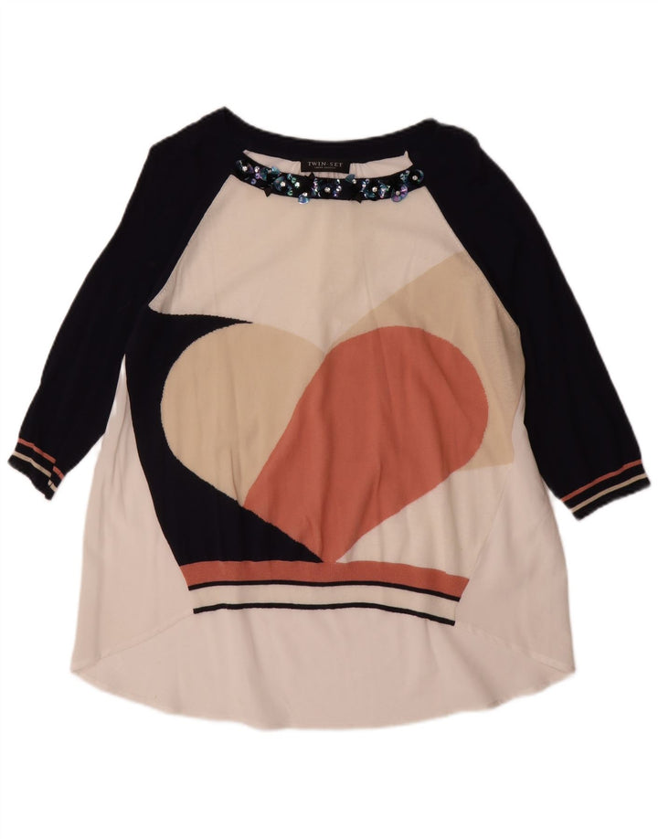 SIMONA BARBIERI Top a tunica da donna con motivo astratto UK 16 Large Bianco