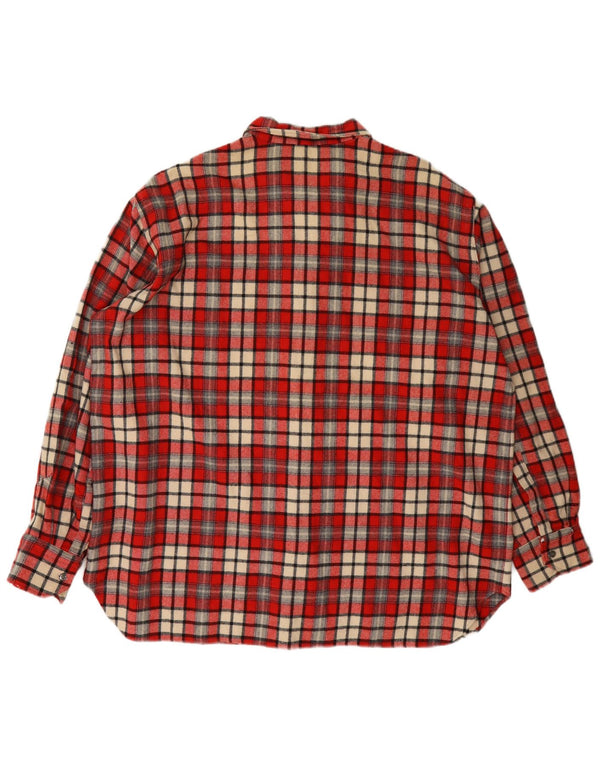 Camicia vintage da uomo in flanella XL in lana a quadri rossi