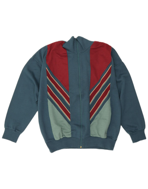 Maglione cardigan da uomo vintage UK 40 Acrilico color block blu medio