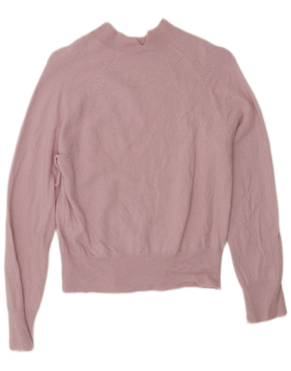 Maglione maglione da donna con collo alto Jigsaw UK 10 piccolo lana rosa