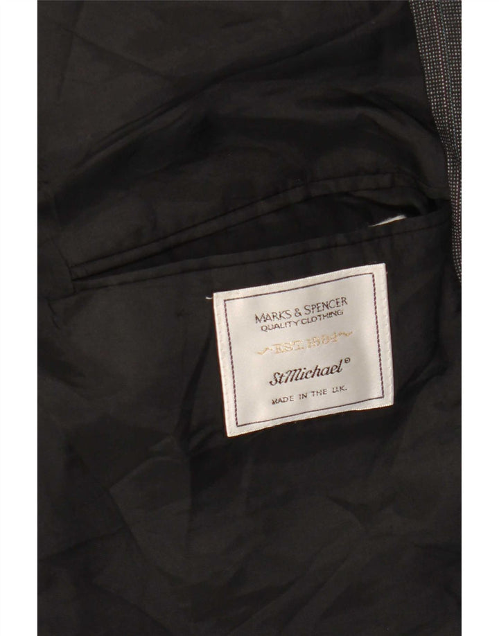 Giacca blazer lunga a 2 bottoni Marks & Spencer da uomo UK 42 grande poliestere grigio