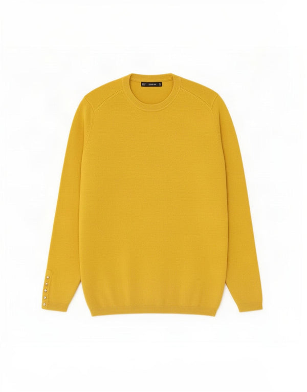 Zara Womens Crew Neck Jumper Sweater UK 12 Medium Yellow