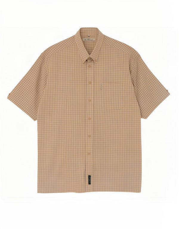 Camicia a maniche corte da uomo Ben Sherman in cotone a quadretti beige medio