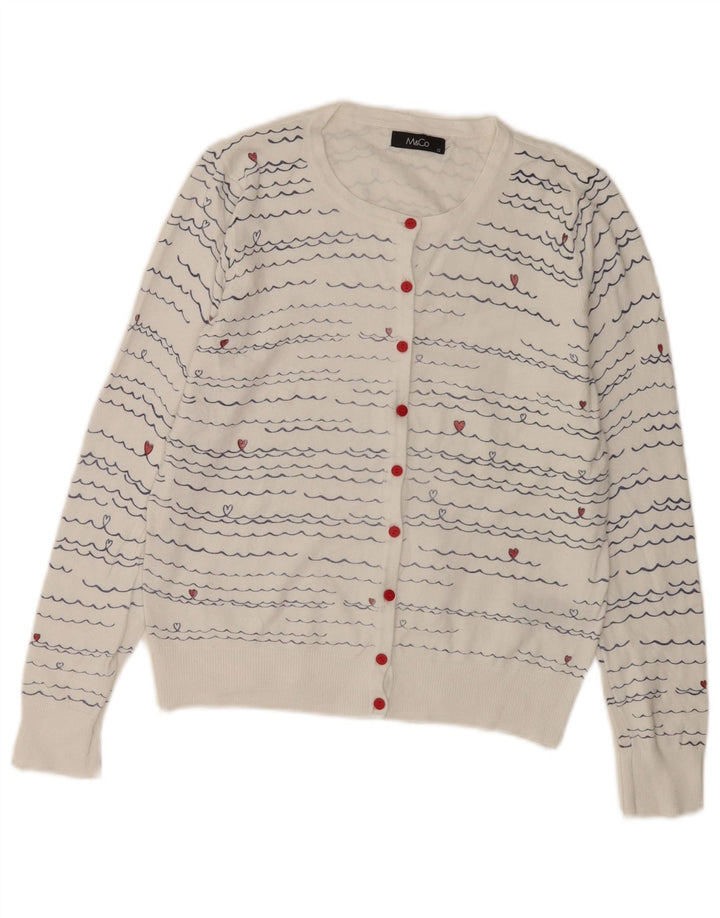 Maglione cardigan da donna M&Co UK 12 Viscosa a righe bianche medie