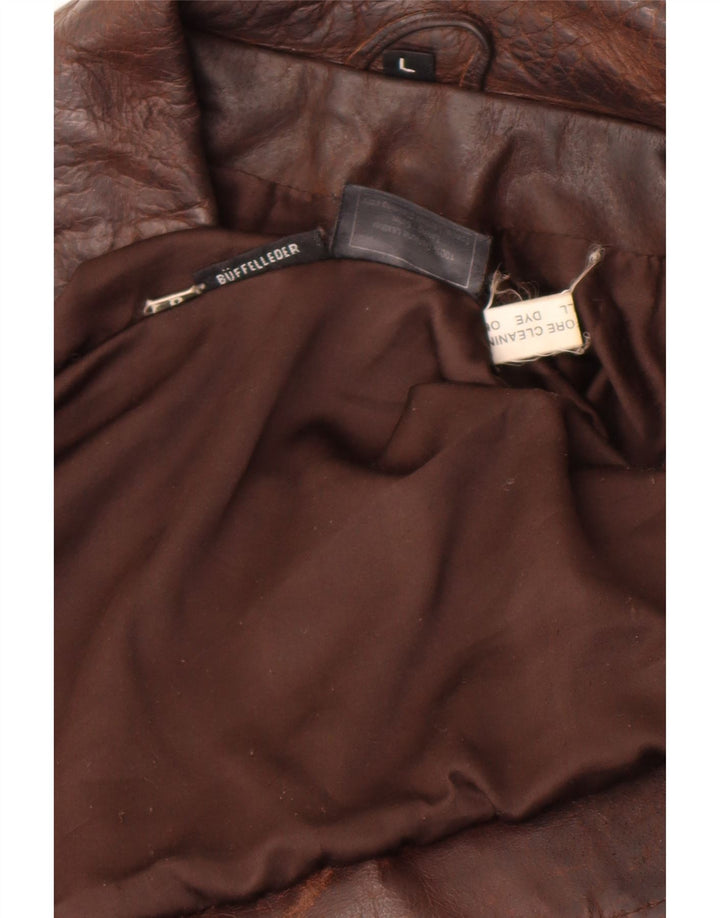 Giacca in pelle vintage da donna UK 14 grande in pelle marrone