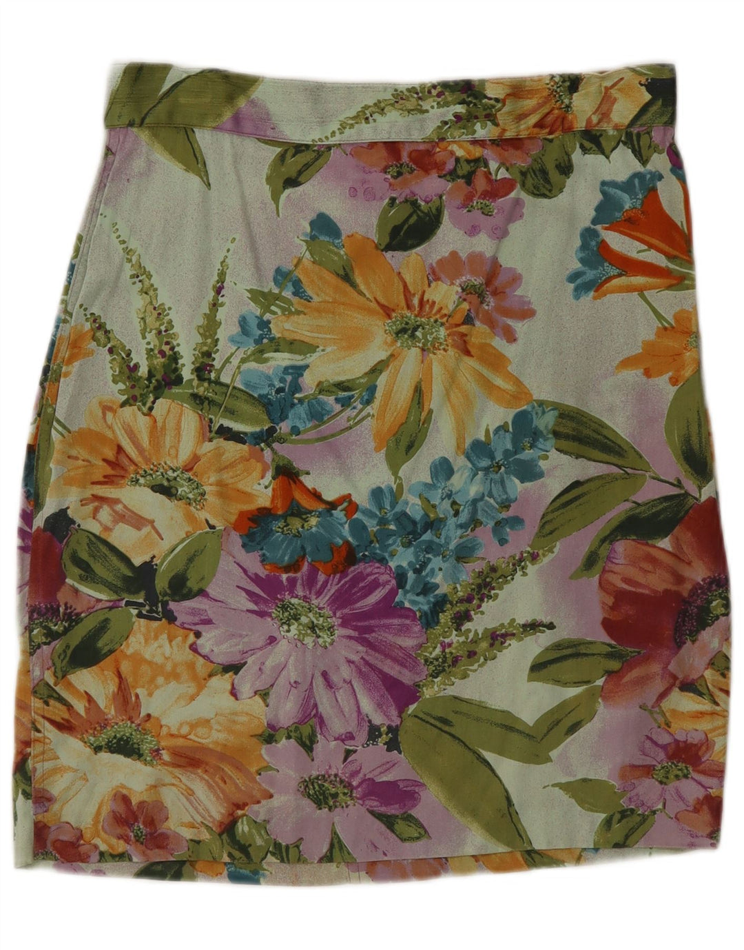 Gonna dritta da donna vintage IT 46 grande W30 floreale multicolore